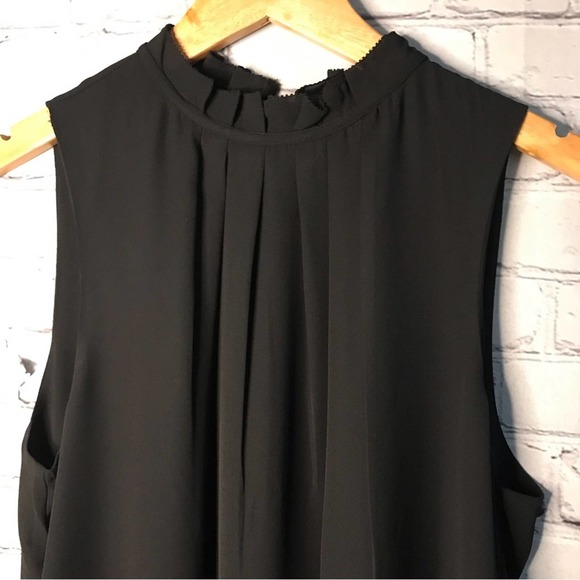 H&M Black Sleeveless  Pleated Ruffled  Neckline Dress - Picture 2 of 6